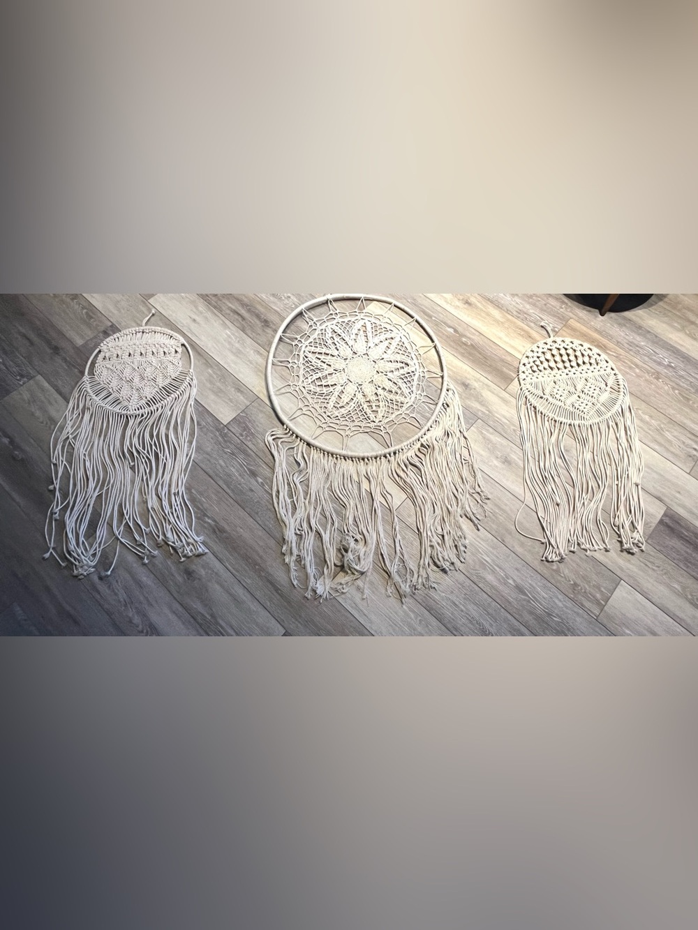 Handmade Cream Macramé Dreamcatcher big Wall Hanging set